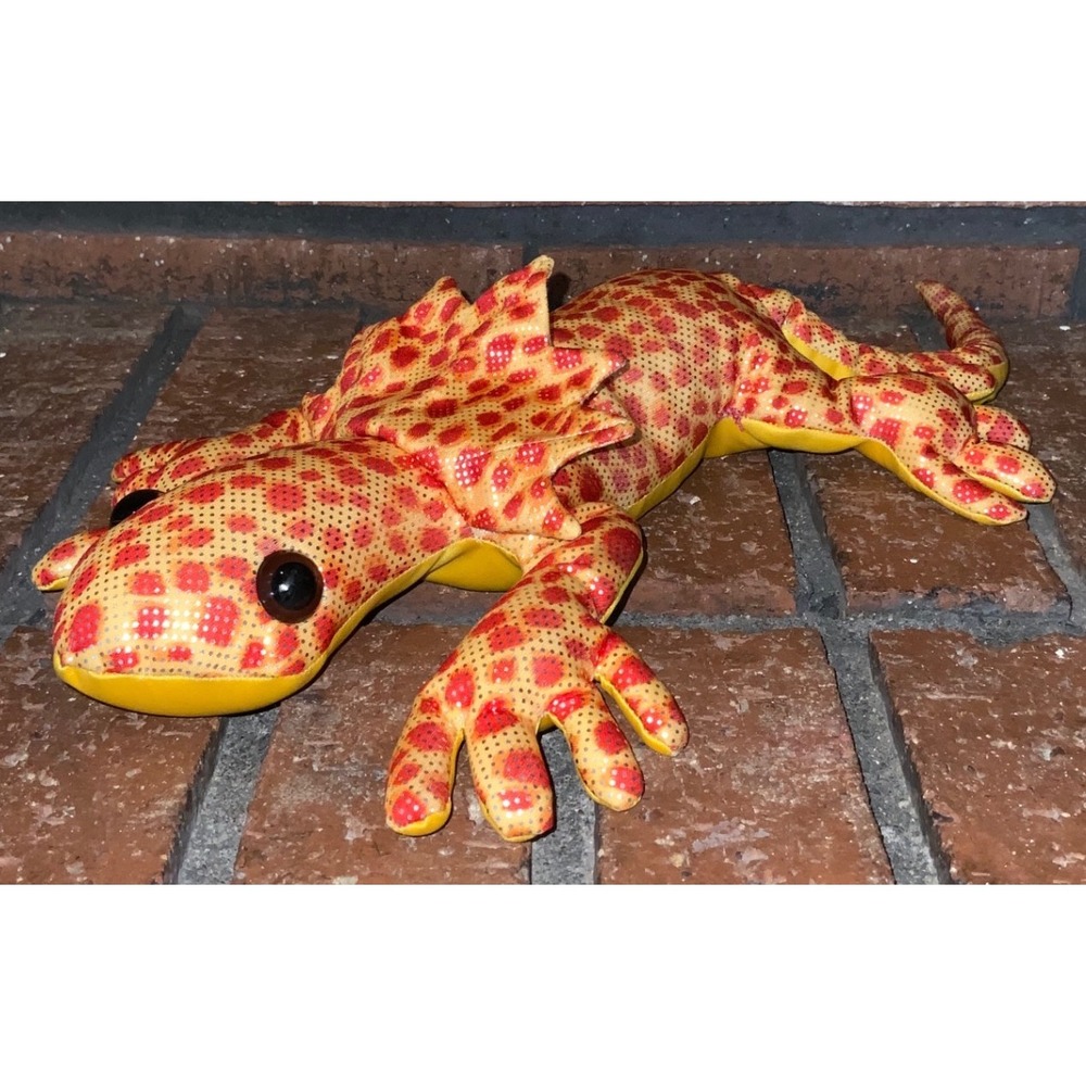 Orange Spotted Frilled Lizard Plush Stuffed Bean Bag Reptile Shimmer Yellow 18"